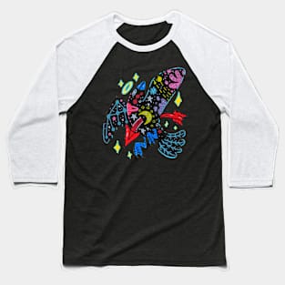 Psychedelic Galaxy Crow in Acrylic Baseball T-Shirt